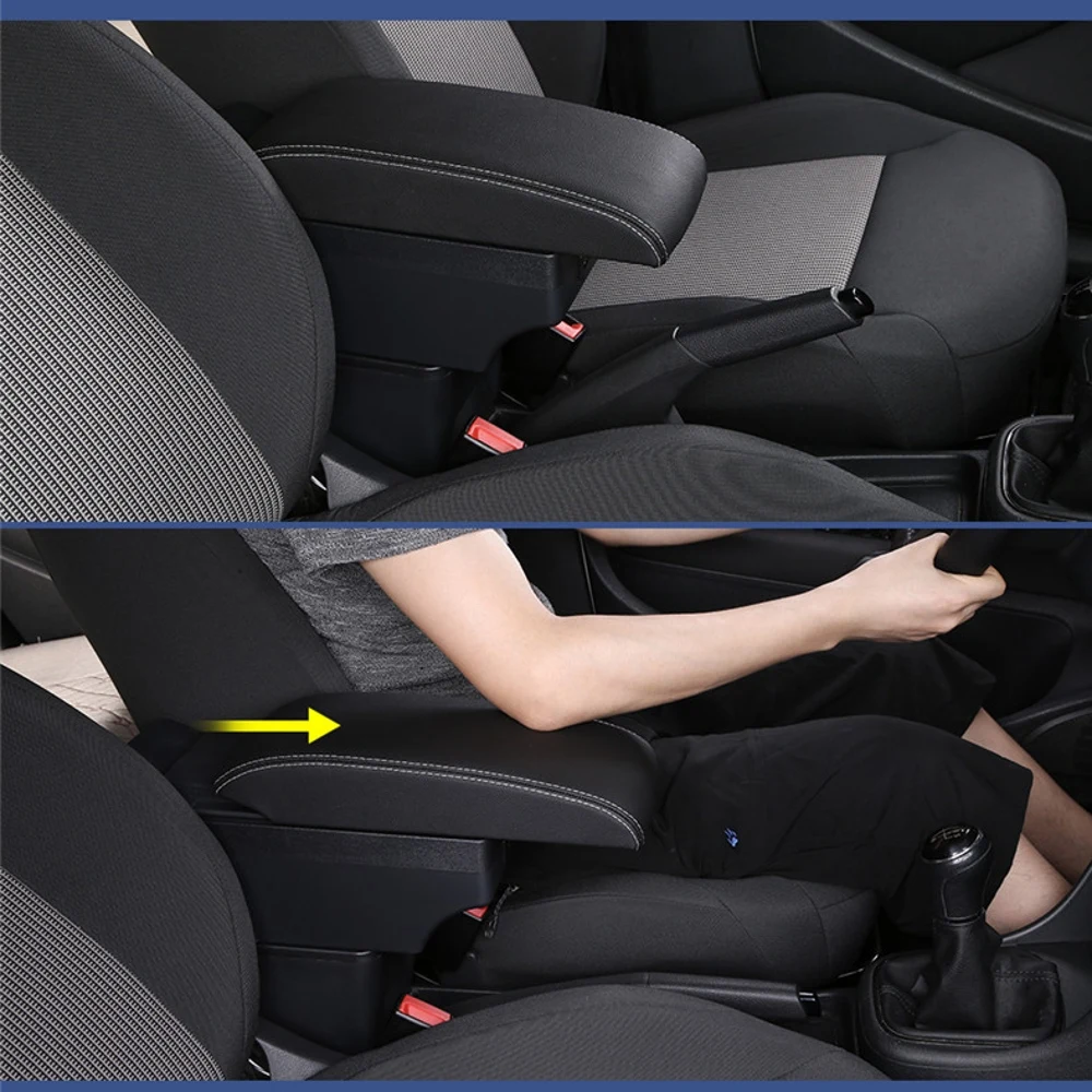 For Nissan Note Armrest Box Arm Elbow Rest Center Console Central Store Content Storage with Cup Holder USB images - 6