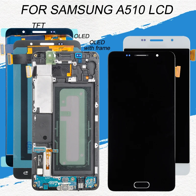Dinamico Акция A5 ЖК-дисплей для samsung Galaxy A510 Lcd A510F дисплей кодирующий преобразователь сенсорного экрана в сборе с рамкой