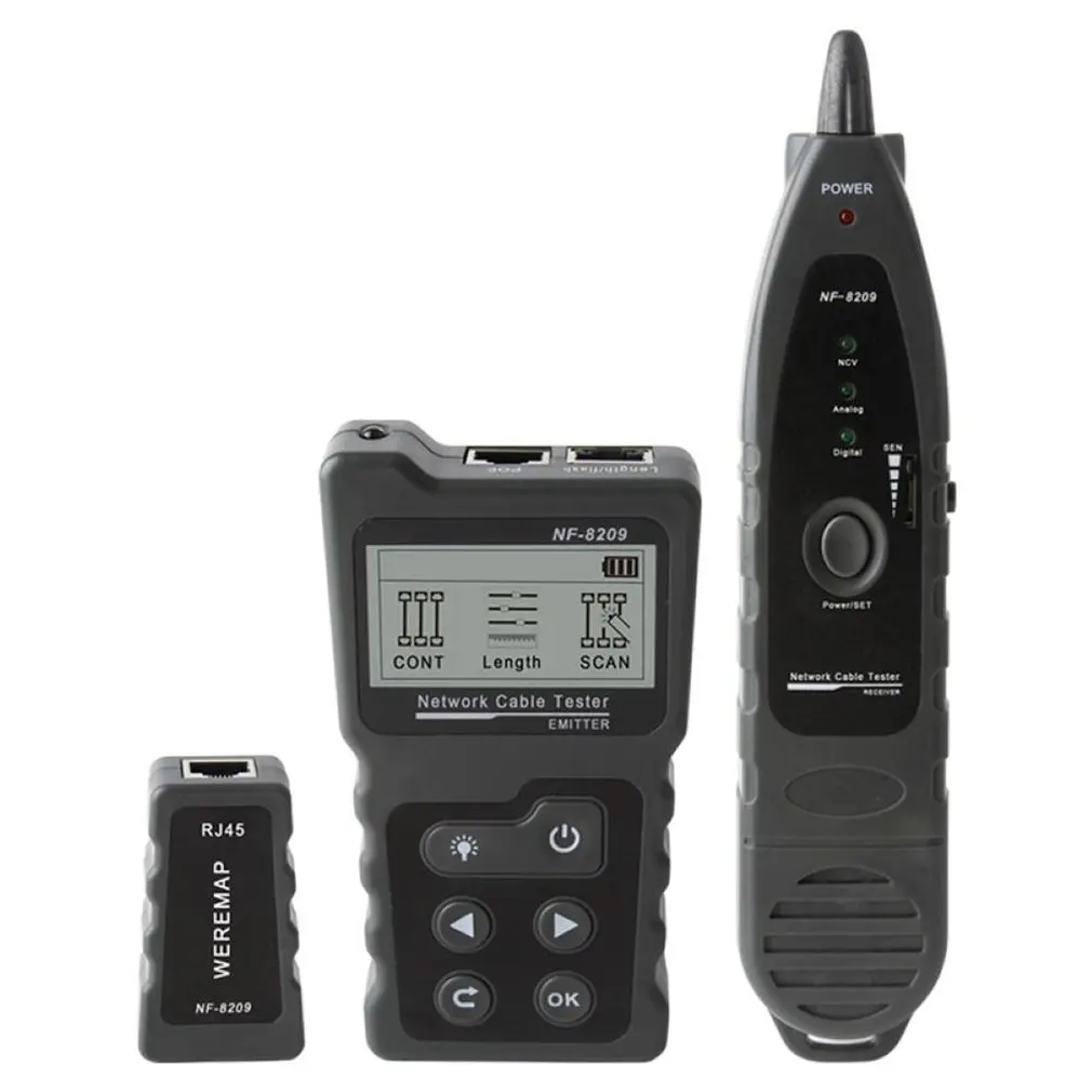 

NF-8209 Digital Line Finder LCD Display Measure Length Wire Checker Test Network Tool Scan Cable Wiremap Tester