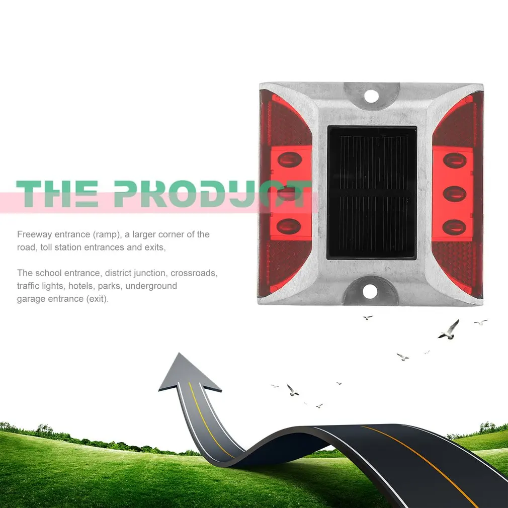Aluminum Waterproof LED Solar Powered Road Stud Light Reflective Ground Path Deck Dock Bright | Освещение