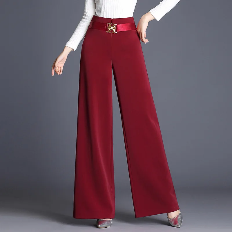 Женские широкие брюки мешковатые красивые длинные прямые на молнии с поясом