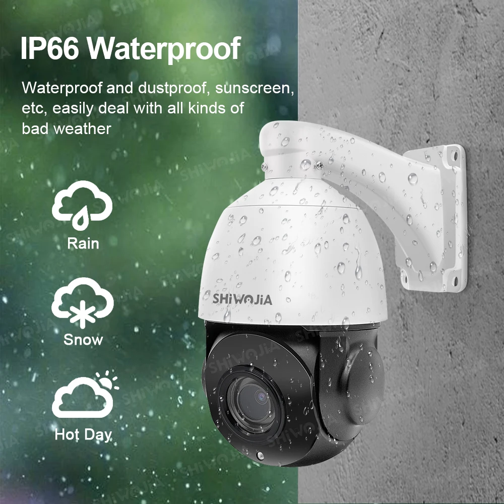 

SHIWOJIA Outdoor Camera PoE 4k Ptz 8MP 20x Optical Zoom Cloud AI Onvif Security Video cctv H265 IP66 Nvr 360 IP Cameras