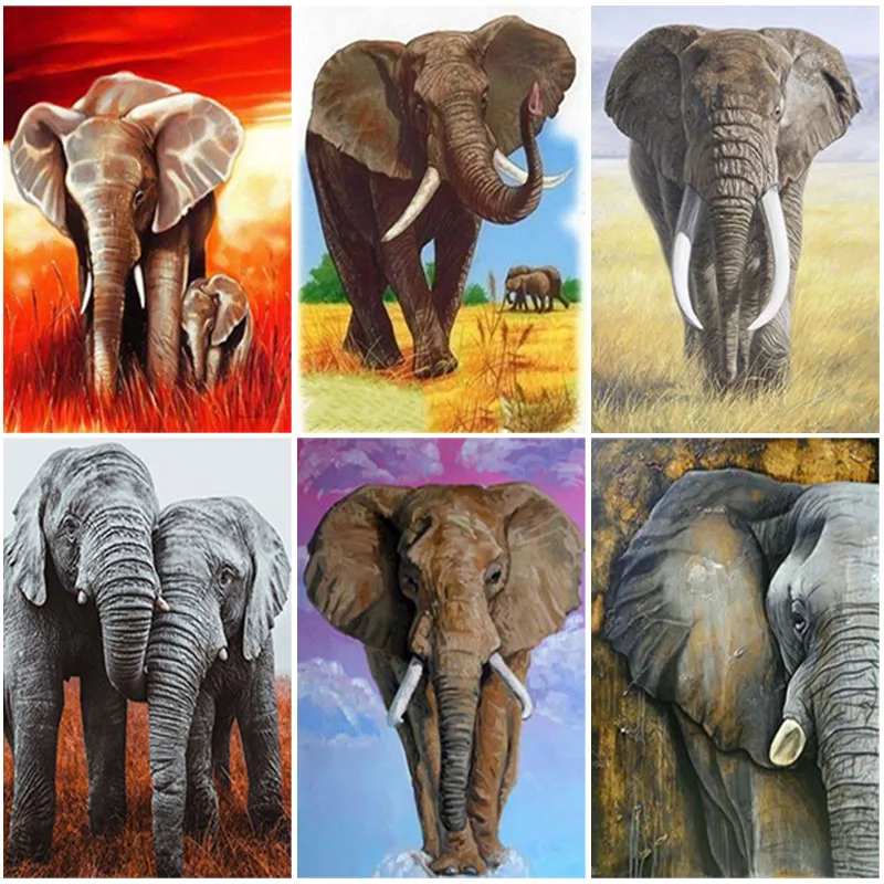 

DIY Elephant 5D Diamond Painting Full Square Drill Animal Diamond Embroidery Rhinestone Art Mosaic Home Decoration Handmade Gift