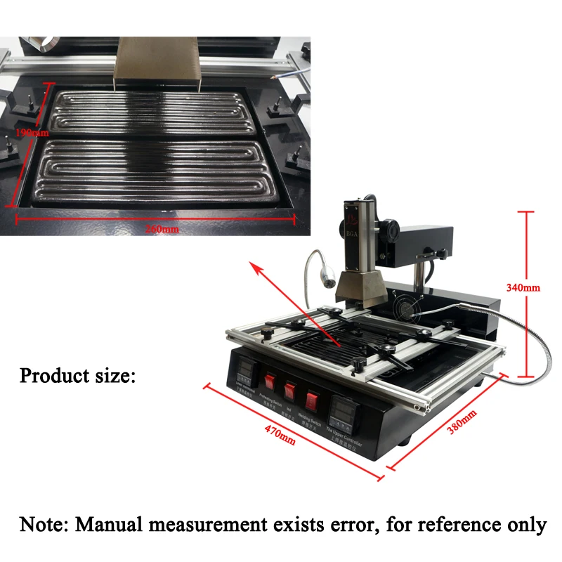 

LY-M770 BGA Rework station 2 zones manual operation 1900W bga reballing station