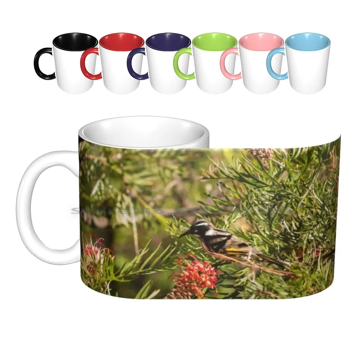 

Керамические кружки Honeyeater, кофейные чашки, Кружка для молока и чая, кружка для птиц Grevillea Honeyeater, натуральный сад, птичьи креативные тренды