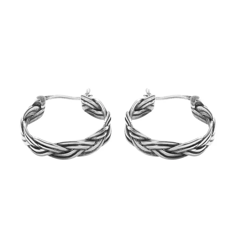 

Hemp Flowers Hoop Earrings 925 Sterling Silver Irregularity Vintga Simple Aros Plata Mujer Brincos Women Accessories Jewellery