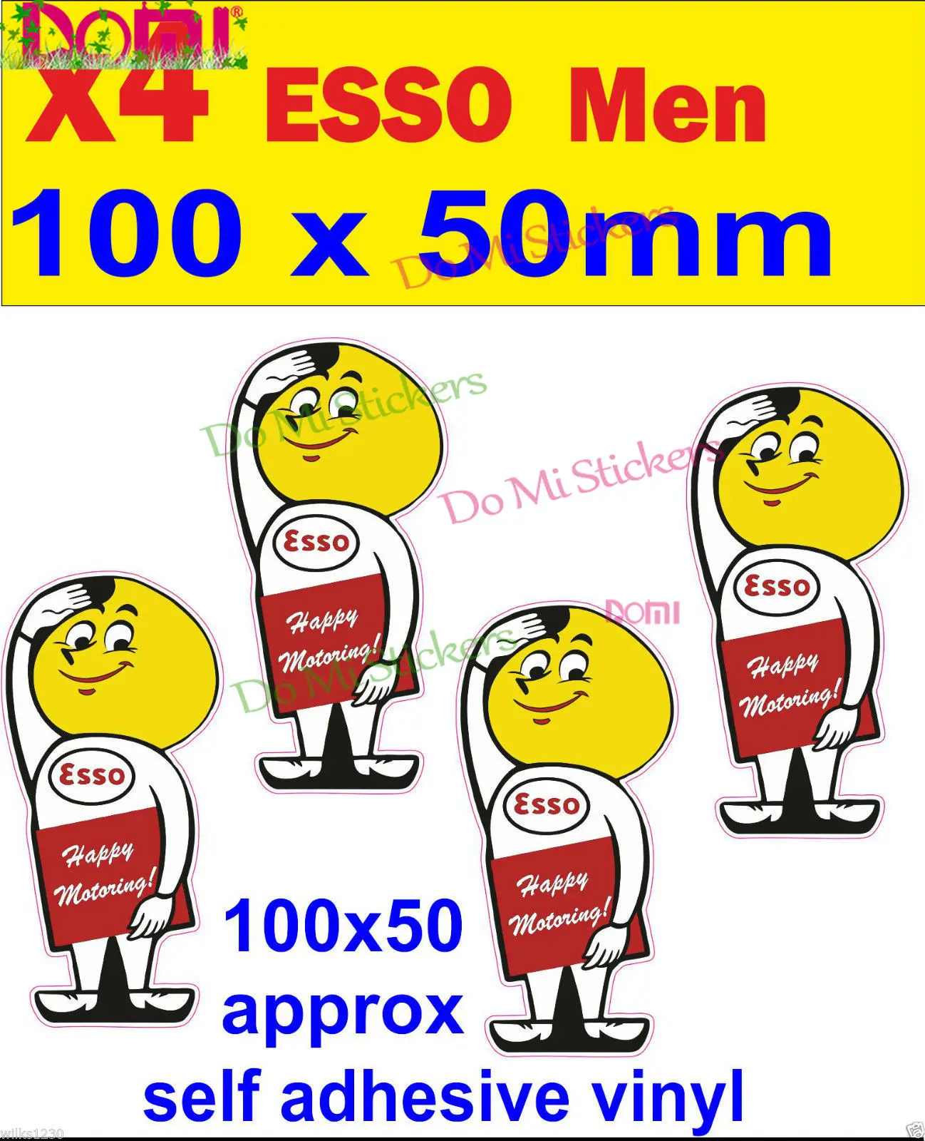

4 X ESSO OIL DROP MAN Stickers Rally Race Car Classic Decal Van Bus Truck Bicke Racing Laptop Vinyl Car Sticker Die-Cut
