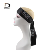 customized full over repeat logo double layer bonnet and wrap frontal headband tie