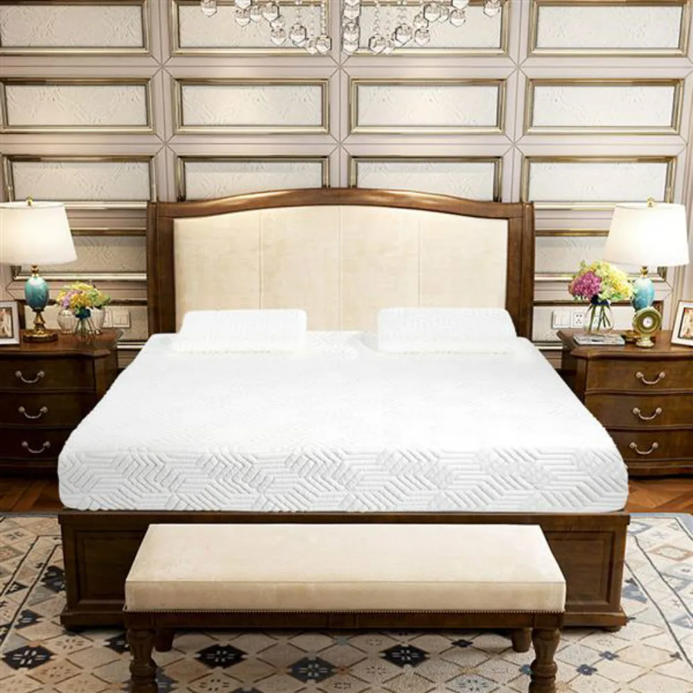 

10in Memory Foam Mattress 3Layers Cool Medium High Softness Cotton Mattress with 2 Pillows(Mattress Full Size)White [US-W]