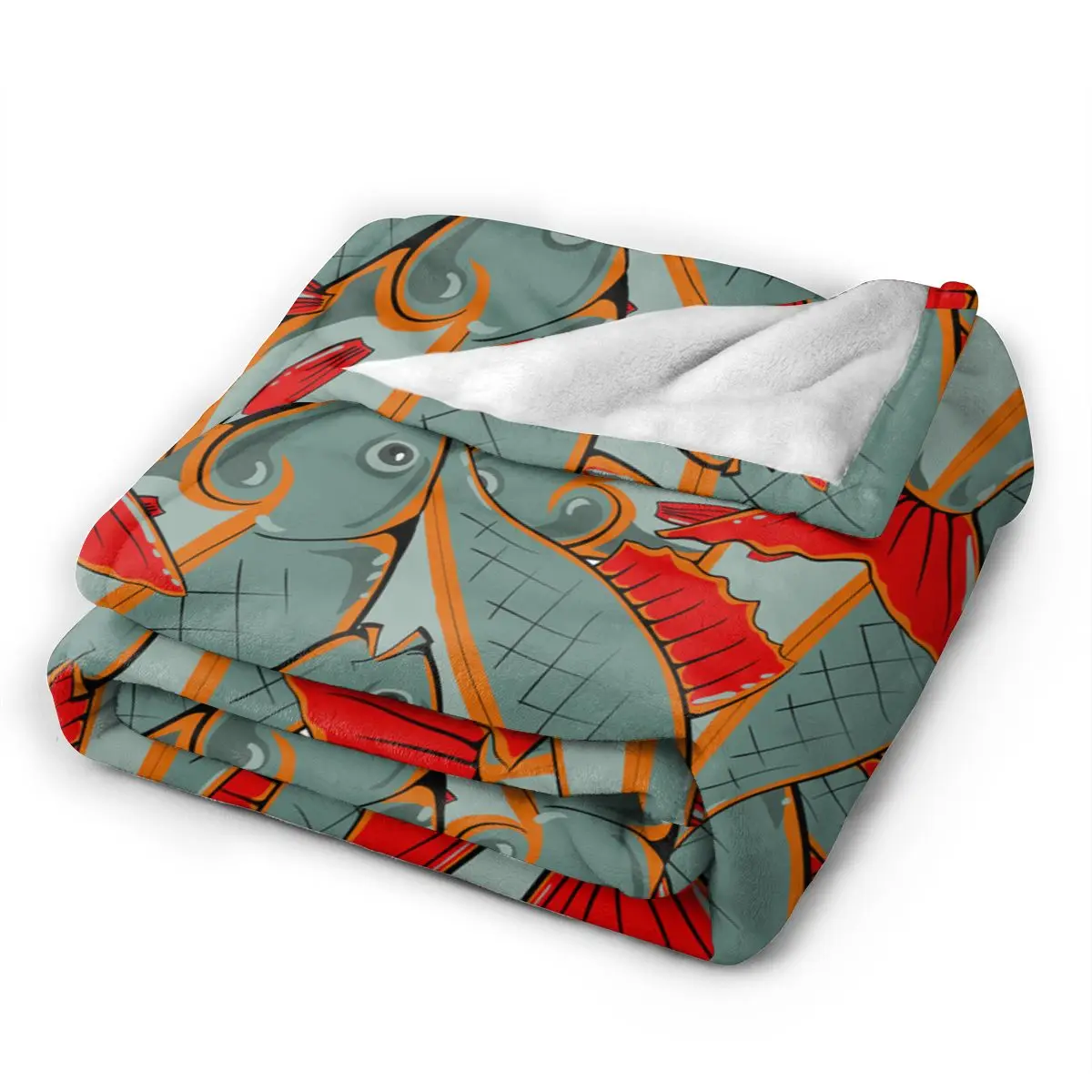 Мягкое теплое фланелевое одеяло портативное зимнее с красными ластами и хвостом