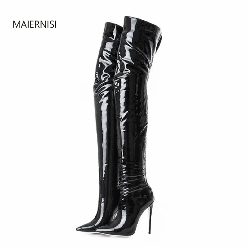 

New women's boots winter over-the-knee boots soft leather women's shoes 12CM stiletto pole dance nightclub 3-16/17 BBZAI