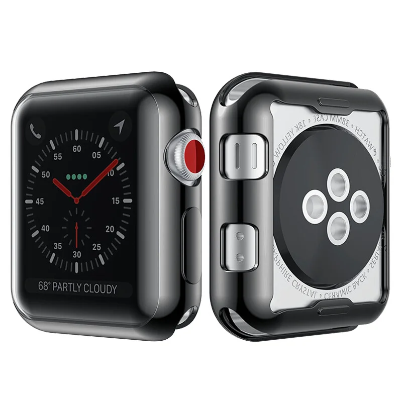 Чехол для Apple Watch 5 4 Чехол 44 мм/40 мм iWatch band 42 мм 38 мм универсальная защитная крышка бампер Apple watch 3 2 1 Аксессуары - Color: black