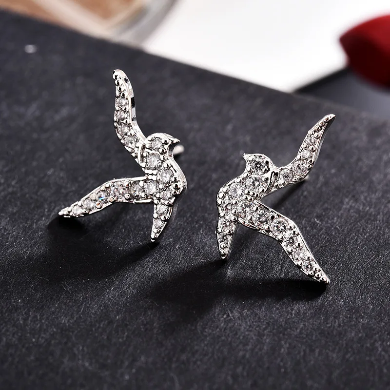Новые модные ювелирные изделия птица форма ласточки серьги-гвоздики для женщин