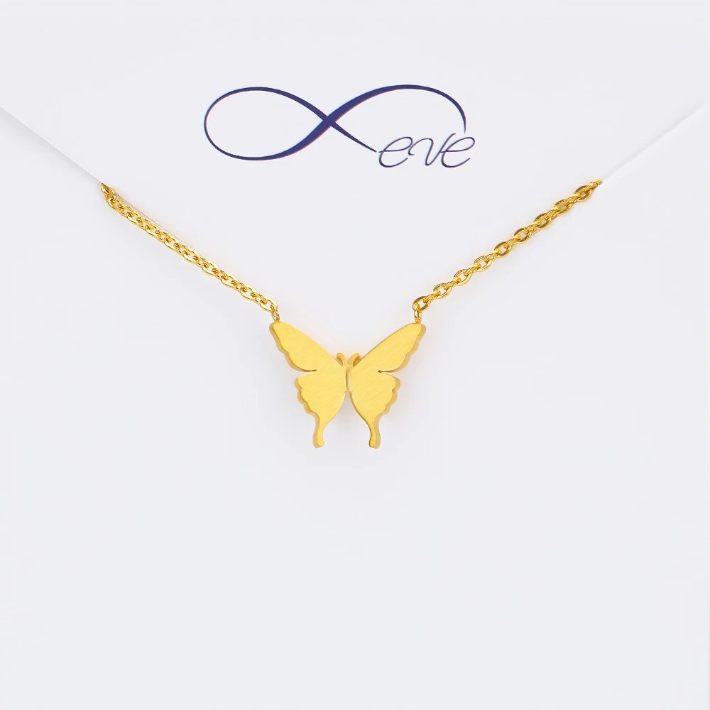 Великолепная сказка монограмма Бабочка ожерелье из нержавеющей стали золотой