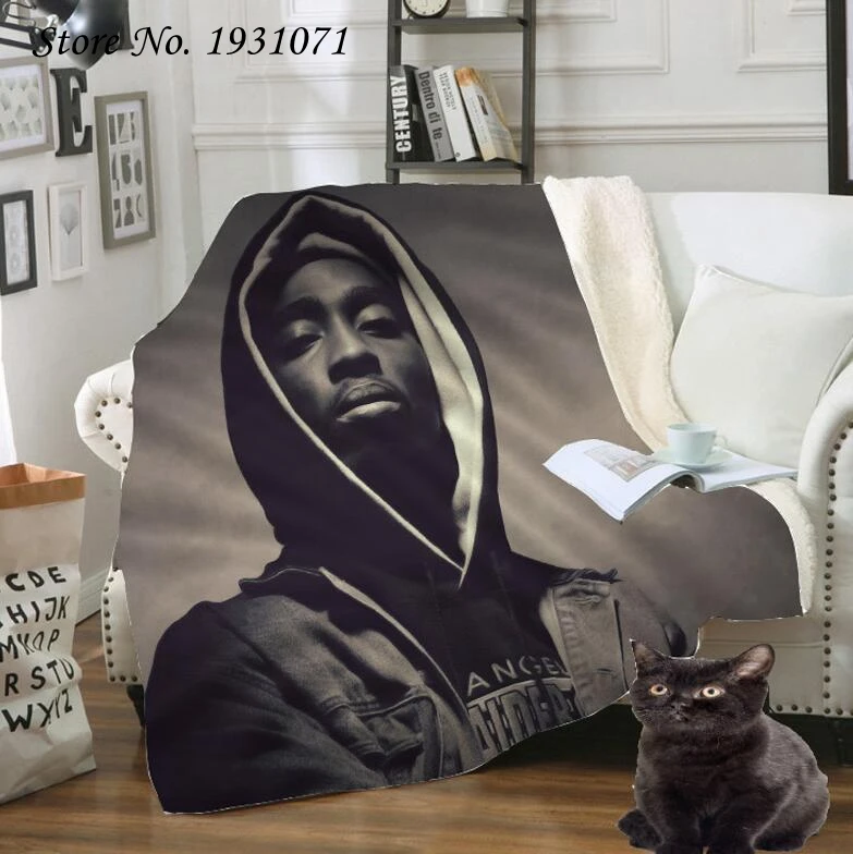 

NEW 2PAC Rapper Hip Hop 3D Printed Fleece Blanket for Beds Thick Quilt Fashion Bedspread Sherpa Throw Blanket Adults Kids 10