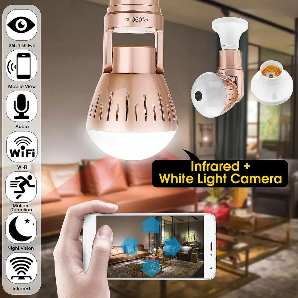 

Mini Camera Sailvde Security Protection Bulb Lamp Light Wireless 2MP 360 Degrees Cctv Security Surveillance Wifi IP Camera
