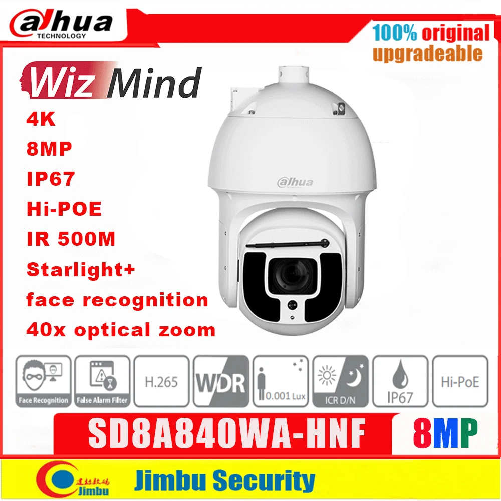 

Камера Dahua PTZ Φ 4K 40x8 Мп Starlight + ИК WizMind AI Сеть PTZ камера IR500m автоматическое отслеживание IP67 Поддержка Hi-POE