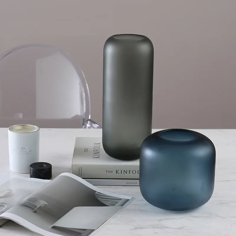 

MINIMALIST MODERN BLOWN FROSTED GLASS VASE DANISH DESIGNER HOME ACCESSORIES