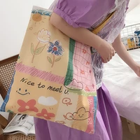 youda cute graffiti handbag buckle girl cartoon print large capacity shoulder bag fashionable reusable shopping bag