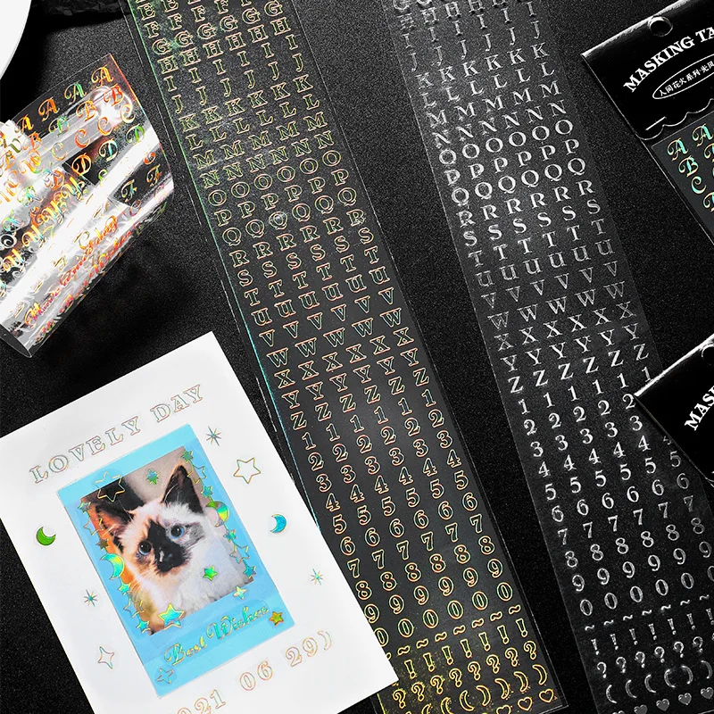 1 Sheet PET Long Transparent Waterproof Gold Sliver Foil Stickers for Scrapbook Personal Planner Card Decoration | Канцтовары для