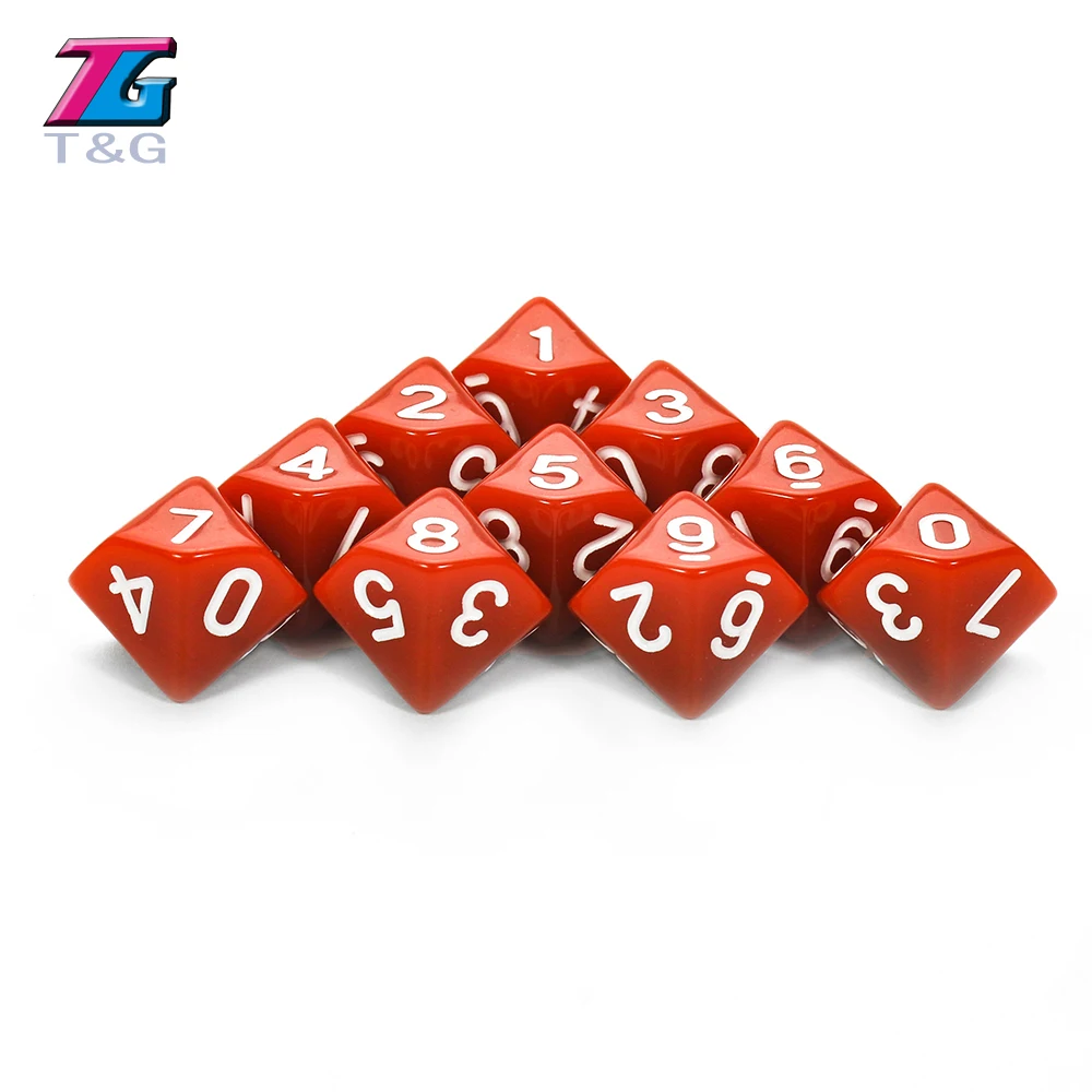 10 шт./компл. T & G высококачественные цветные D10 игральные кости набор с