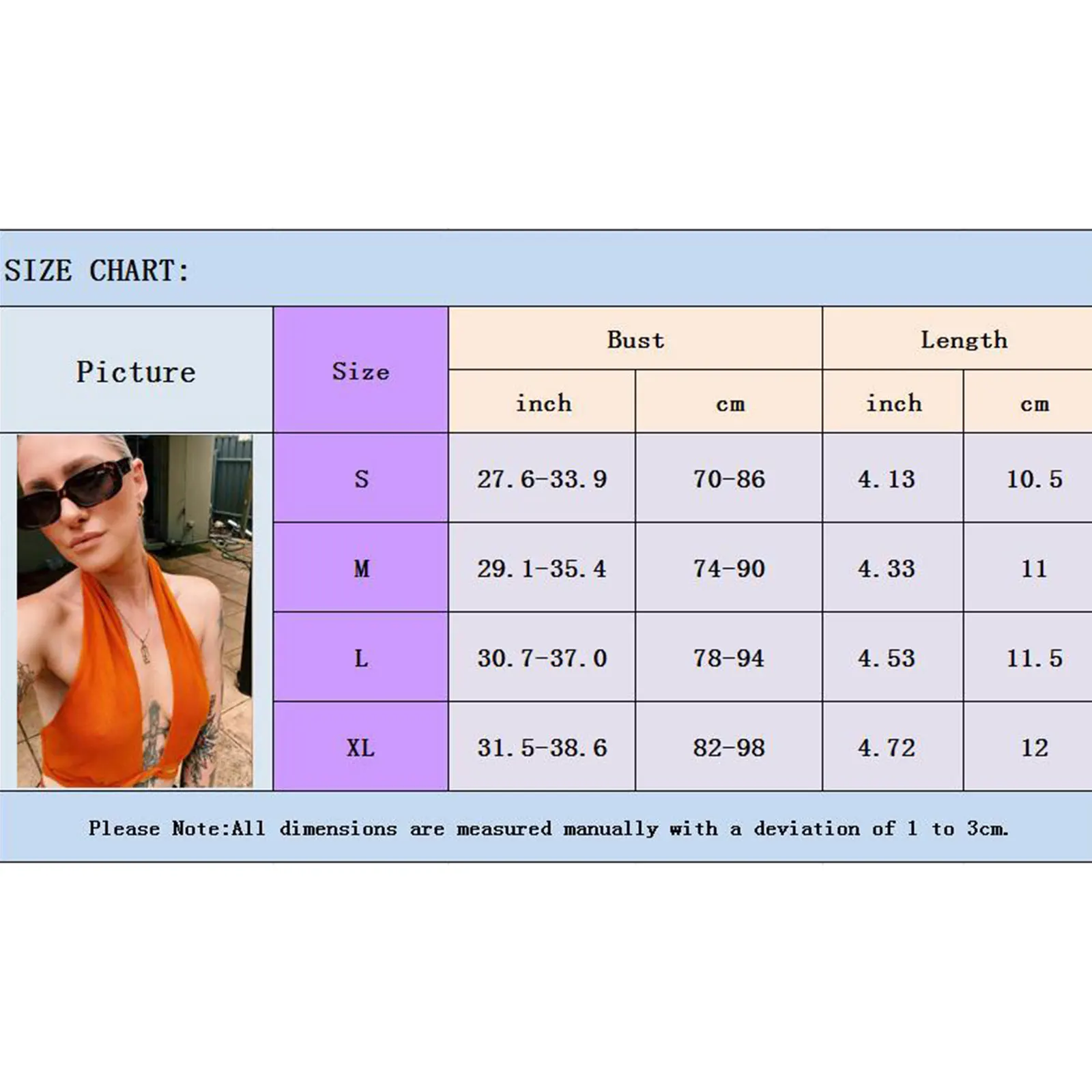 

Women Sexy Sleeveless Crop Tops, Solid Color Deep V-neck Off-the-shoulder Camisole, Black/ Orange