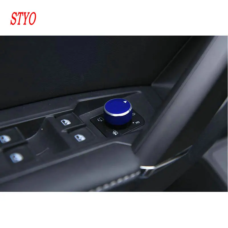

STYO 5pcs Car Aluminum mirror adjust CONTROL COVER TRIM For VW Tiguan 2017 2018
