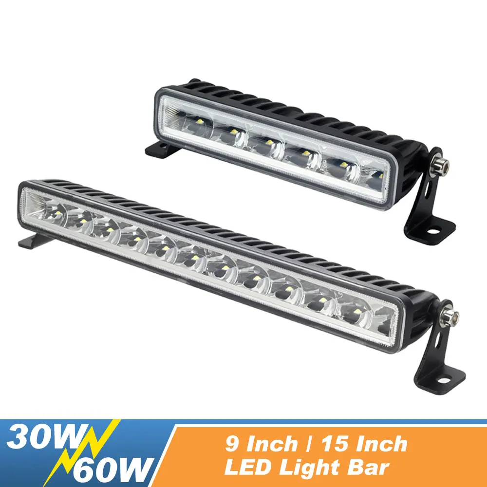 

9D Lens Single Row 30W/60W 12V 24V Car Led Light Bar Roof Beam Off Road Offroad 4x4 SUV ATV 4WD Truck Boat Ramp Barra Led Lens