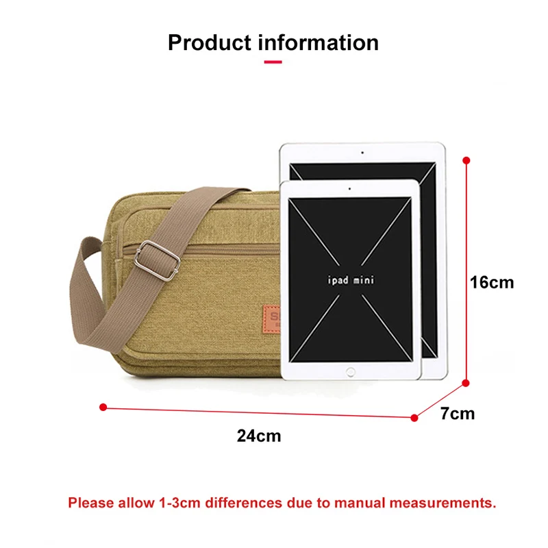 

Men Canvas Shoulder Bag Casual Large Capacity Travel Crossbody Bag High Quality Durable Messenger Handbag Coin Purse XA793M