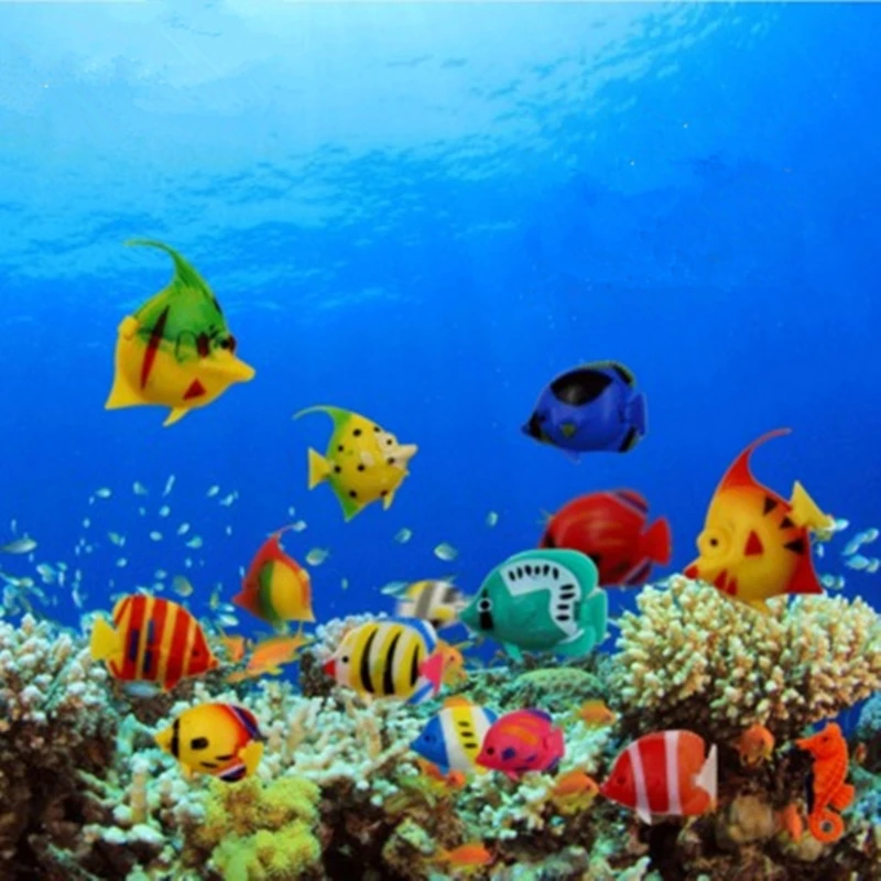 

12pcs DIY Floating Plastic Tropical Fishes Aquarium Decoration Baby Bath Toy