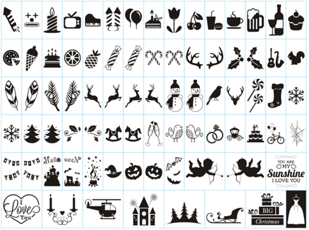 Цветные буквы символы и глифы карточки для кинотеатра размера A4 светодиодные