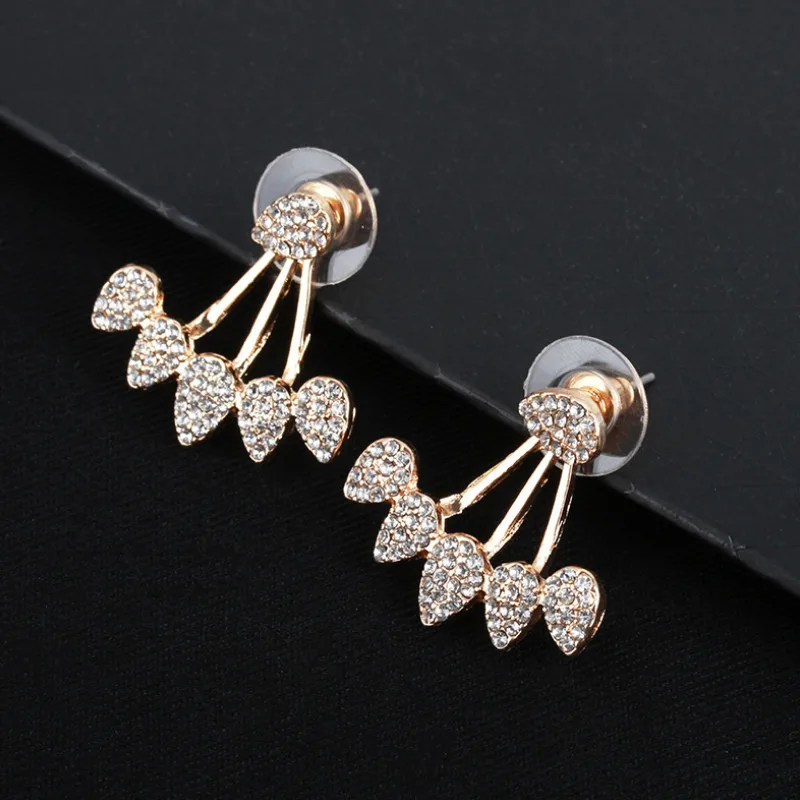 

2021 Jewelry Gifts Women Full Rhinestone Back Hanging Stud Earrings