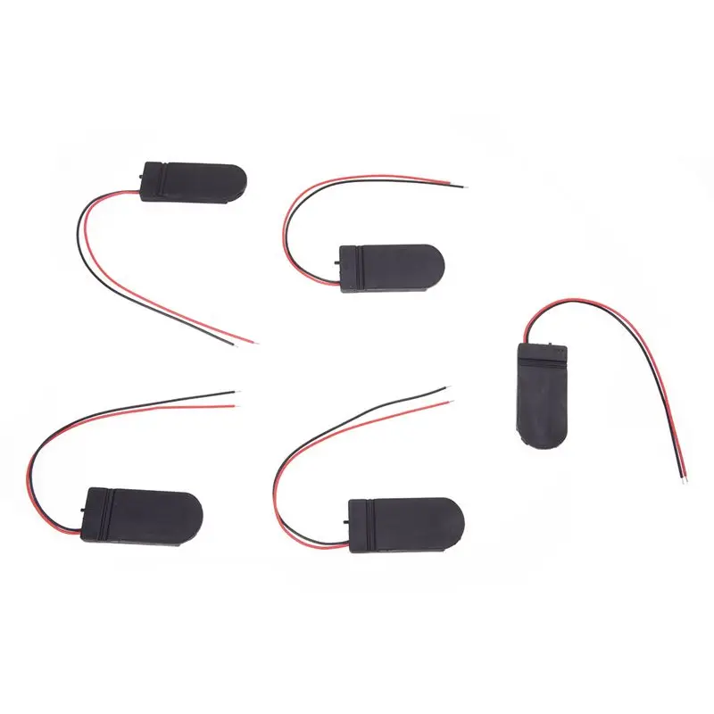 5pcs 2xCR2032 Battery Black Round Button Cell Coin Holder Box w Cover |