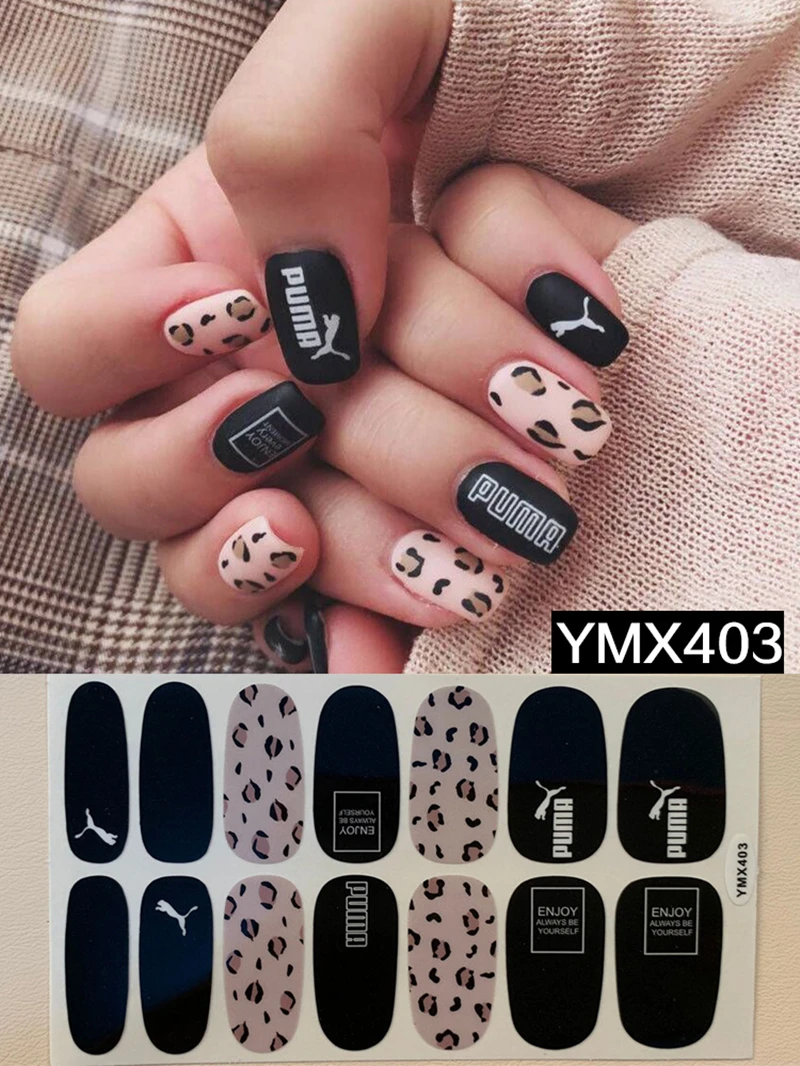YMX403 14 tips/sheet Модный Полный покрытие лак для ногтей Обертывания клейкая наклейка s художественные украшения маникюрные инструменты наклейка на палец - Цвет: YMX403