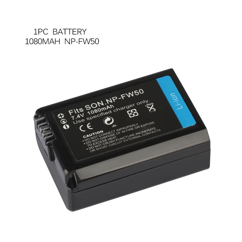 1pcs Battery NP-FW50 Батарея Зарядное устройство для sony a7m2 a7r2 S2 NPFW50 a6500 a6300 a6000 a5000 a3000 NEX-3 QX1 FW50 Батарея 1020 мА-ч - Цвет: 1pcs Battery