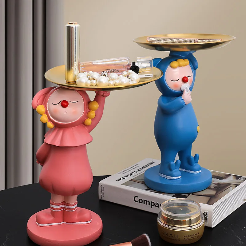 

Nordi Cute Girl Sculpture Home Decoration Living Room Dining Room Fruit Plate Candy Plate Key Storage ornament Fairy Statue
