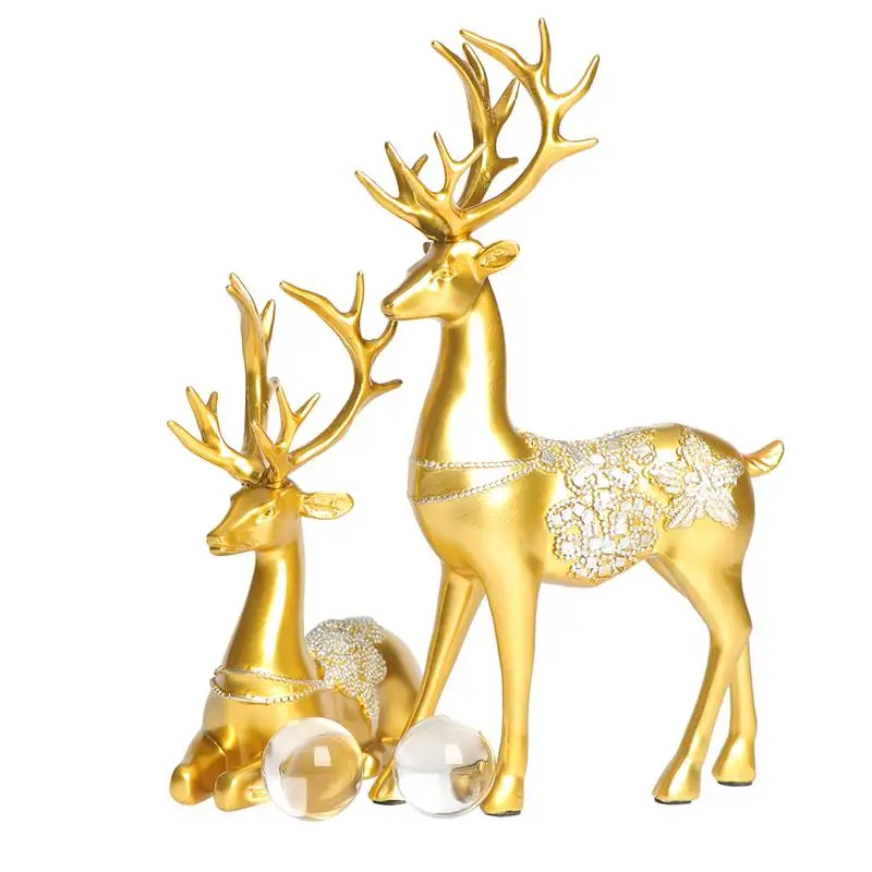 

2pcs Christmas Ornaments Couple Deer Ornament Home Decoration Deer Ornament For Room Navidad 2020 Christmas Gift