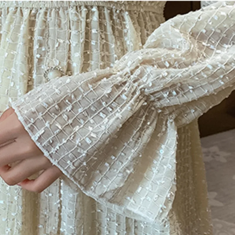 

New French Fashion Temperament Hepburn Base Skirt Vintage Long Dress Flare Sleeves Sexy Elegance Dresses Vesitidos 2021 Spring