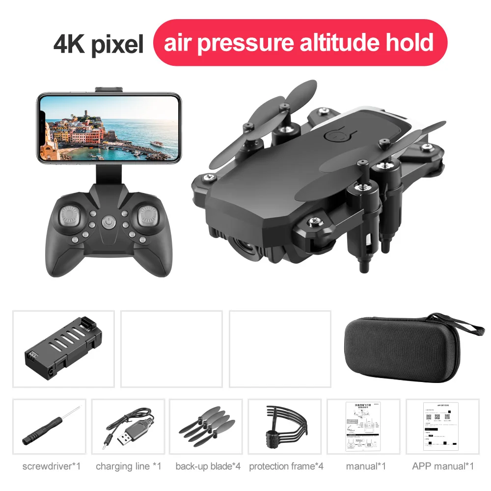 4K Black EBOYU обновленный LF606S 2,4 ГГц мини складной Радиоуправляемый Дрон 4K WiFi FPV HD камера высота удержания Безголовый режим один ключ возврат RC Квадрокоптер - Цвет: 4K Black