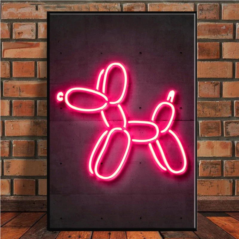 

Balloon Dog Neon Street Art Graffiti Print Poster Mona Lisa Speaker Canvas Painting Wall Picture Bar Room Decoration