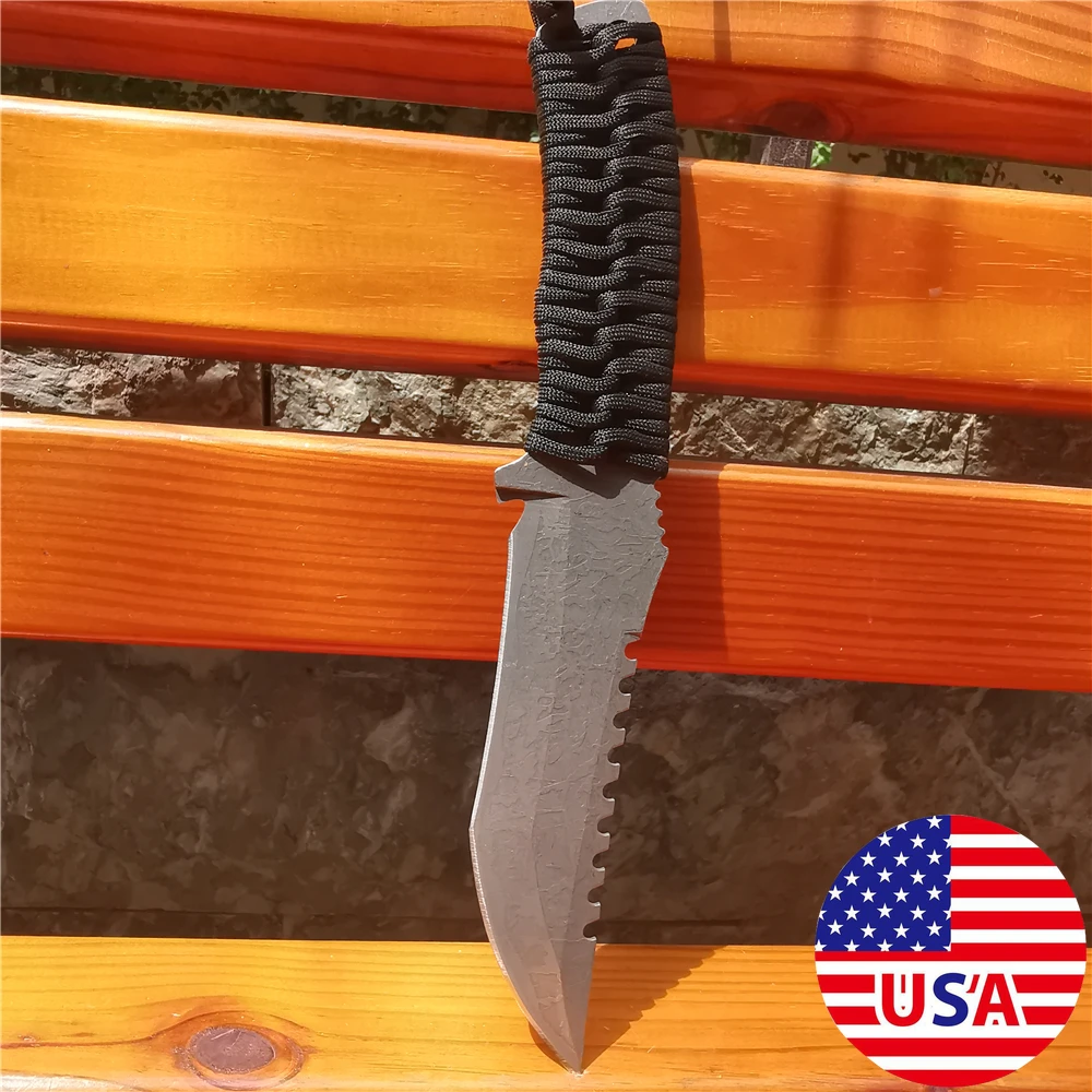 Веревка с ручкой 8cr15mnov утилита острый спасательный прямой нож ножи фиксированным