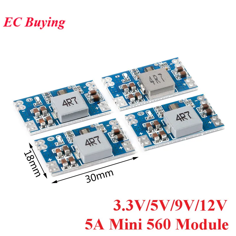 

DC-DC Mini 560 Step Down Buck Power Supply Module 5A mini560 Regulated Board DC to DC Output 3.3V 5V 9V 12V