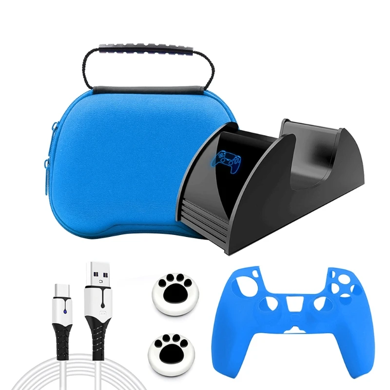 

2021 New For PS5 Controller Protective Stroge Case Charging Cable 2pcs Button Covers