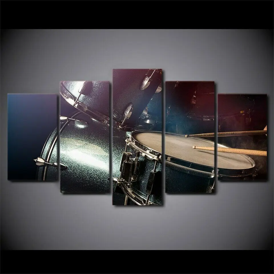 

No Framed 5 Pieces Drum Instrument Music Piano Keys HD Wall Art Canvas Posters Pictures Paintings Home Decor for Living Room