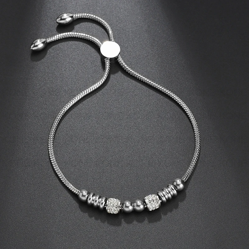 UZone Equisite Кубический Цирконий Шарм браслет из нержавеющей стали бусины