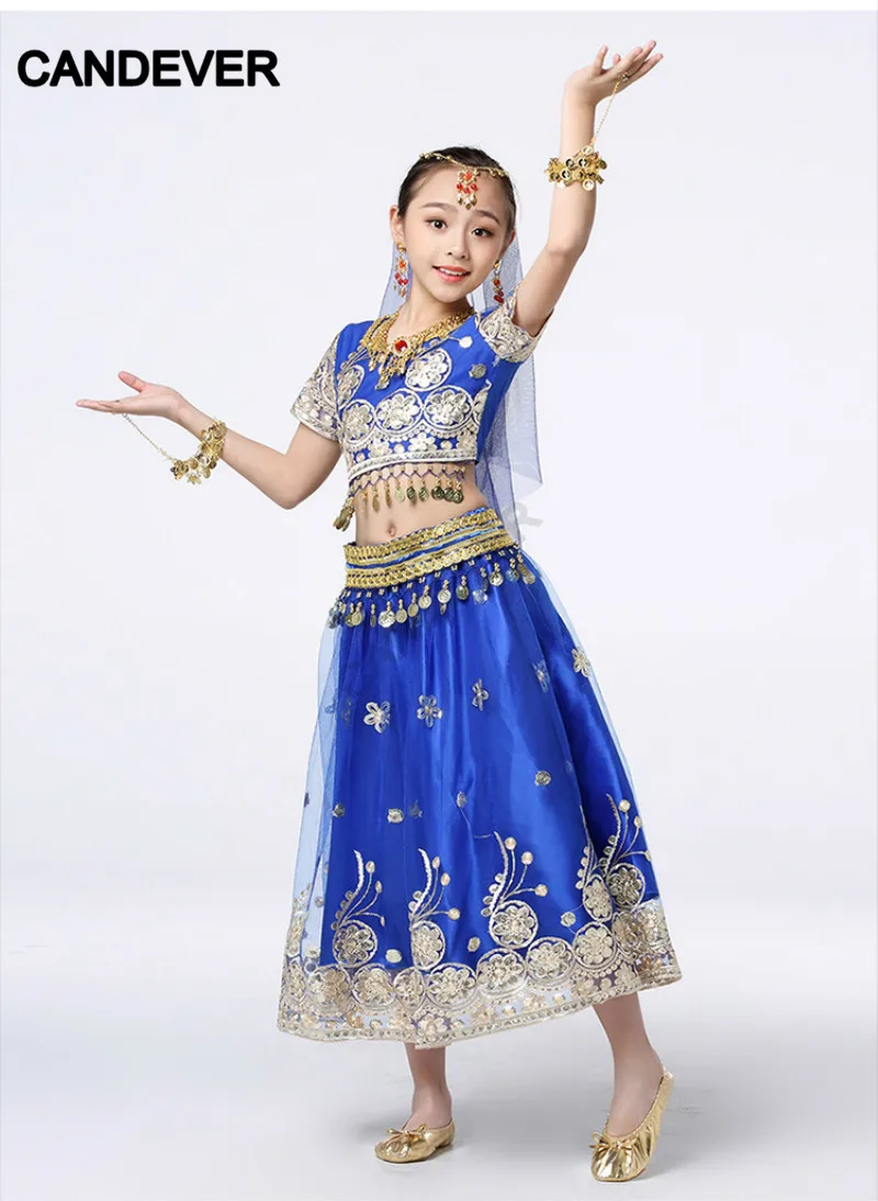 Танцевальный Костюм Болливуда для девочек Детский комплект танца живота