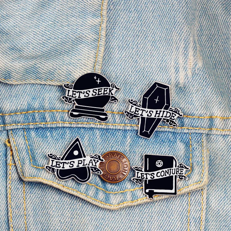 Эмалированные булавки для лацканов в виде чёрной гробы | Украшения и аксессуары