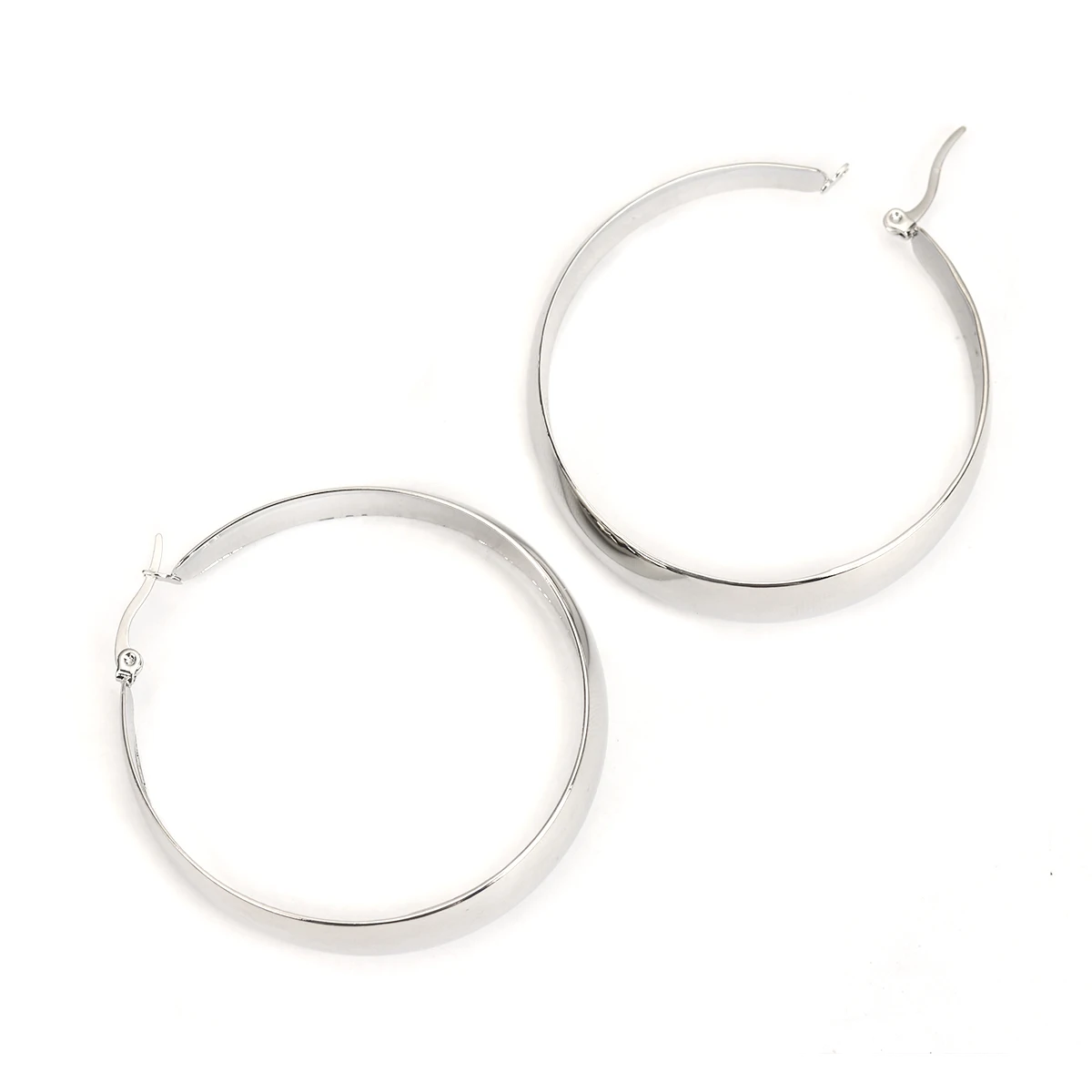 304 серьги-кольца из нержавеющей стали серебряный Круглый 5 4 см x 1 размер