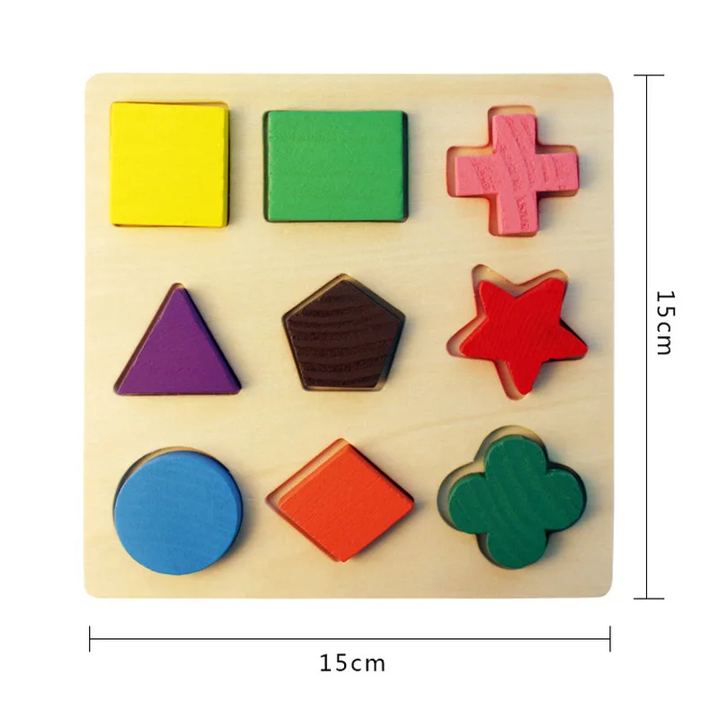 

Wooden Geometric Shapes Montessori Puzzle Sorting Math Bricks Preschool Learning Educational Game Baby Toddler Toys for Children