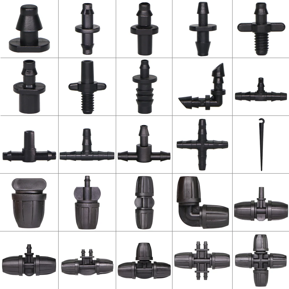 

Garden Irrigation Hose Sprinkler Connector Double Barb Tee Elbow Eng Plug Water Pipe Joint 8/11 4/7mm Hose Lock Watering Fitting